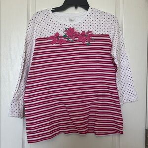 Pink And White Poinsettia Top By Kim Rogers